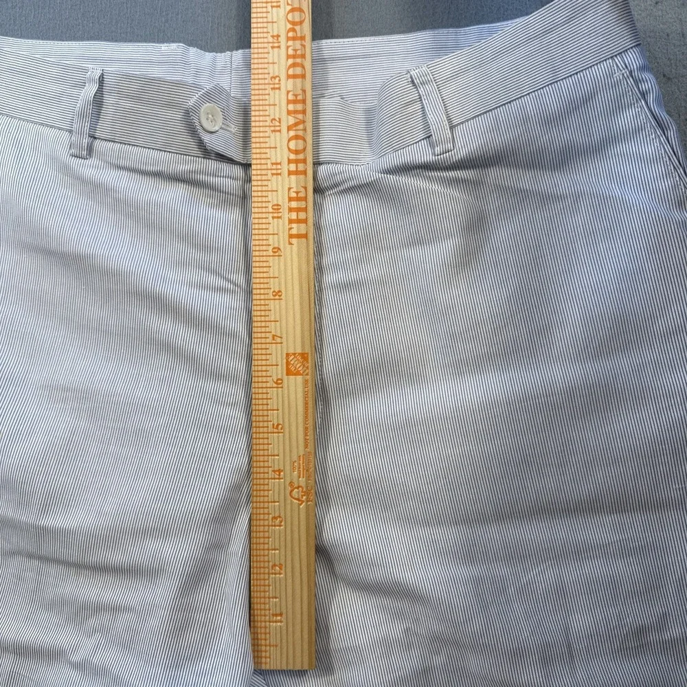 Alan Flusser Seersucker Pants Mens 36 X 30 White Blue Striped Chino Casual